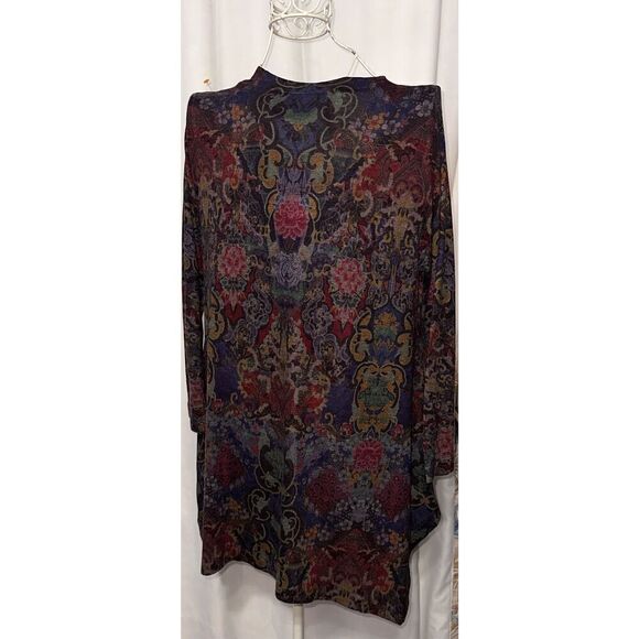 Soft Surroundings Pari Paisley Knit Tunic Top Blue Longline lightweight Sweater - Picture 6 of 8
